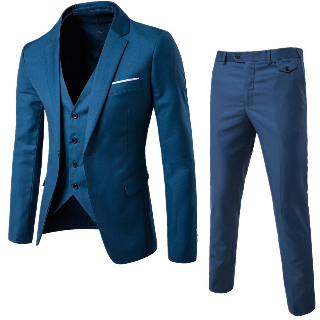 Men's Three-Piece Breathable Pants Suits for Summer for Groomsmen and Groom Wedding