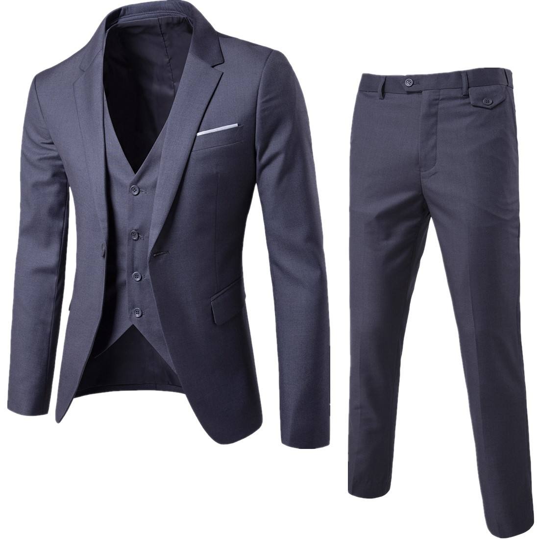 Men's Three-Piece Breathable Pants Suits for Summer for Groomsmen and Groom Wedding
